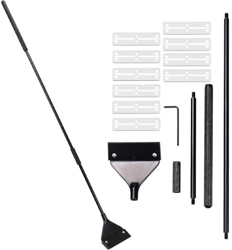 Algenschaber Aquariumschaber,Aquarium Reinigungswerkzeuge,Aquarium Algen Rasiermesser Schaber,62cm aus Edelstahl mit Abnehmbarer Stange 10 Klingen für Reinigung von Aquarien-Glas-Fischbecken