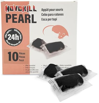 Novokill Pearl Appât Pâteux Souris | 10x Portions 10g | Recharge Rapide et Humaine | Lutte Anti-Rongeurs Efficace | Solution pour Zones Sèches