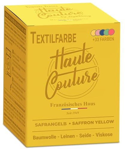 Haute Couture - Teinture Textile Jaune Safran - 350g Tout-en-un - Prêt à l'emploi pour Vêtements et Tissus