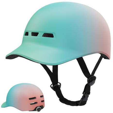 KINGLEAD Urban Commuter Casque de vélo élégant pour Homme et Femme pour Cyclisme, Trekking, Ville, Scooter réglable 57-62 cm (Bleu-Vert)