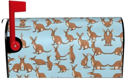 Funny for Kangaroo Zoo Print Mailbox Cover Durable Oxford Cloth for American Standard & Large Size Mailboxes
