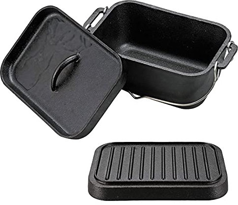 Juego de 2 ollas holandesas de Hierro Fundido, Olla pre-sazonada y Tapa de sartén con asa para cocinar en Camping, Barbacoa, rociar o Hornear.