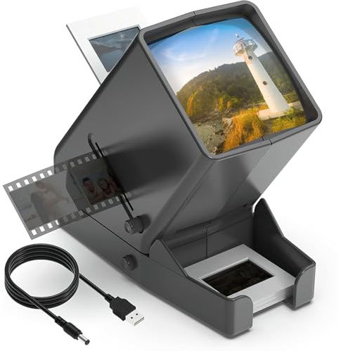 DigitPro-Visionneuse de Diapositives 35 mm, grossissement x3, Alimentation USB/Piles (4 AA incluses)