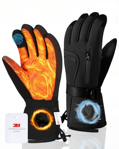 GXCROR - Gants d'hiver pour homme et femme, gants de ski étanches avec technologie 3M Thinsulate -10 °C de chaleur, gants coupe-vent pour temps froid pour le ski, la planche à neige, la motoneige
