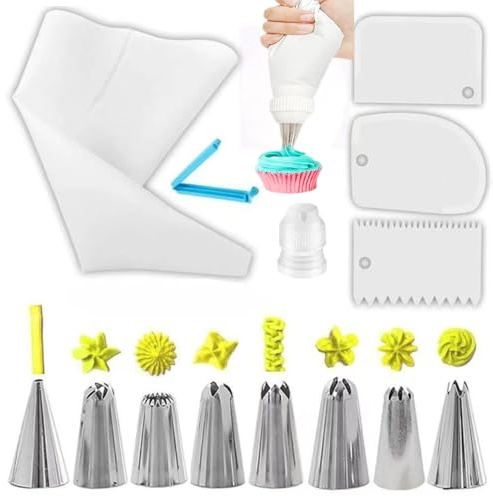 14 Pcs Poche a Douille Patisserie, DIY Patisserie Accessoire Kit Professionnelle, Set Pâtisserie Lavable et Réutillisables, Kit de Pâtisserie pour la Décoration de Gâteaux et de Cupcakes