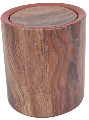 Garneck Cubo de Basura y Veta de Madera Redondo con Tapa Abatible