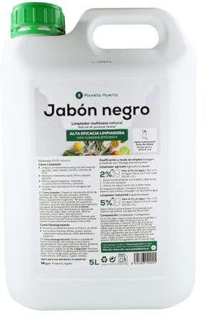 PLANETA HUERTO | Jabón Potásico Negro 5 L | Insecticida Ecológico y Limpiador Agrícola Multiusos | Anti Pulgón, Mosca Blanca y Araña Roja | Apto para Agricultura Biodinámica y Huerto