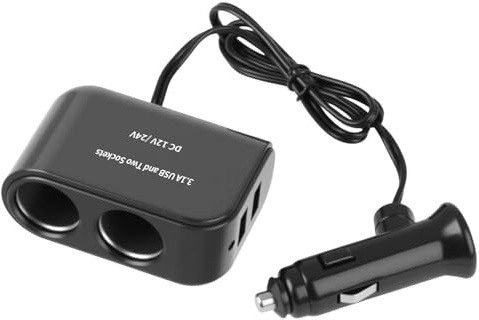 Amztour Distributore accendisigari con doppio caricatore USB da 12 Volt e adattatore splitter Power Socket per auto Dual Sigarette Auto Caricatore con prolunga Adattatore Auto Accendisigari