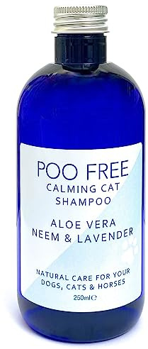 99% Natural CHAMPÚ - Suave para Gatos - Aloe Vera, NEEM & Lavanda - 250ml por POO FREE. pH Equilibrado. Sin Sulfatos, Sin Parabenos, Sin Silicona. Concentrado, Limpia, Calma, Hidrata, Alivia.