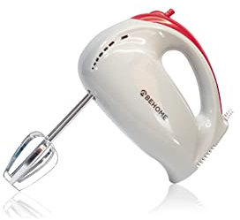 BEHOME Batidora eléctrica para pasteles y masas | Varillas para montar con ganchos para amasar incluidos | Batidora eléctrica de cocina 150 W y 5 velocidades de ajuste