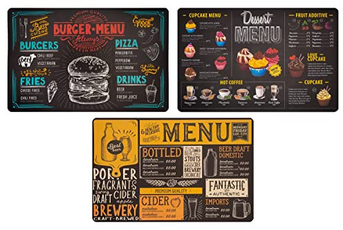 Set Tovagliette Americane Lavabili Vintage in Plastica 44x28 cm, Tovagliette Colazione Americana Fantasia in PVC (Set da 3 menu)