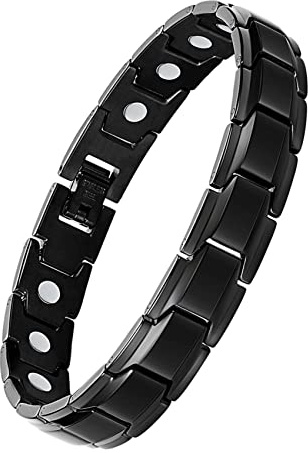 Jecanori Titanium Steel Magnetic Bracelet for Men Women,Unisex Style Ultra Strength Magnets Brazaletes(3500 Guass),Adjustable Size Wirstband with Adjustment Tool and Jewelry Gift Box (Black)…