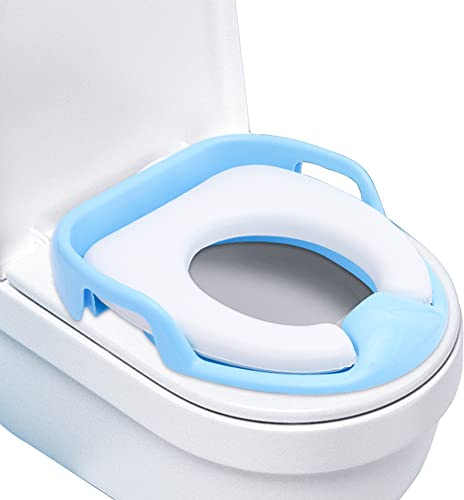 Sedile da Toilette per Bambini, EUBSWA Sedile da Toilette per L'addestramento al Vasino per Vasino Universale con Impugnature di Sicurezza a Cuscino Morbido per Bambini da 1 a 7 Anni (Blu)