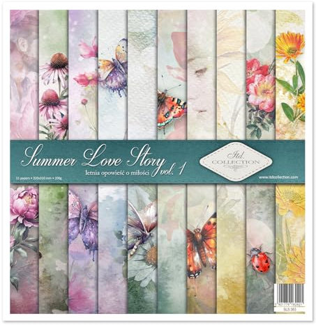 ITD Collection - Scrapbook Papier - Scrapbooking Set - Motivpapier zum Basteln - Dekorpapier 12x12 inches - 310 x 310 mm - 10 Blatt + 1 – Summer Love Story 1 - SLS-063