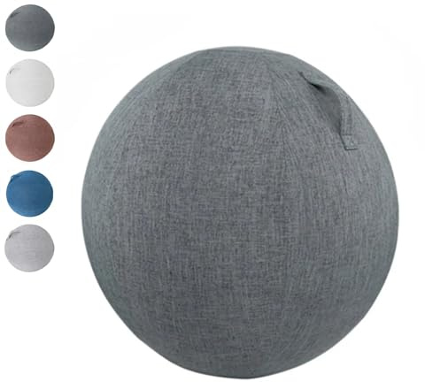 PiLtaR 55/65/75cm Bola de Yoga Pelota Pilates Asiento Silla con Cubierta Funda para Sentarse Casa Oficina Incluye Pelota Ejercicio Interior,Gris,65cm