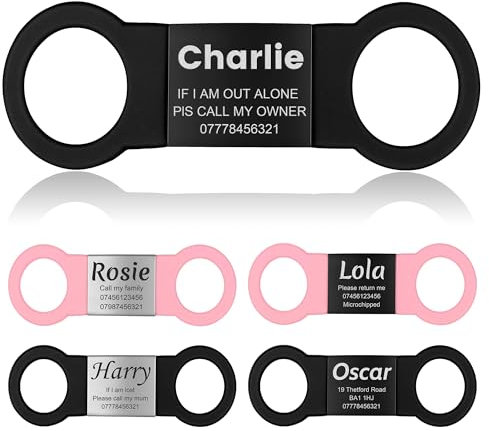 YEHANTI Hundemarke mit Gravur - Leise Silikon Hundemarke Personalisiert mit Name, Telefonnummer und Adresse - Personalisierte Anhänger Marke für Hunde, Katzen und Welpen (Schwarz-Schwarz, M)