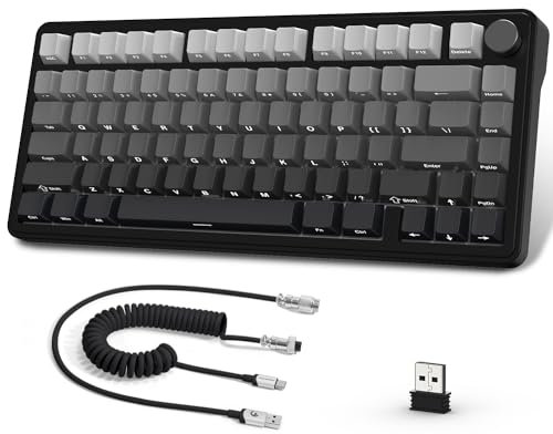AJAZZ x Attack Shark X85 Mechanische Tastatur,75% Kabellose Gaming-Tastatur mit Knopf,5-Lagige Polsterung,Seitlich Bedruckte PBT-Tastenkappe,BT5,1/2,4 GHz/USB-C,Hot-Swap-Linearschalter,RGB,für PC,MAC