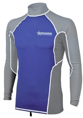 Abysstar Herren Maglia Uomo Protettiva Con Maniche Lunghe In Lycra Uv 50+ Rash-Guard-Shirt, Blau/Grau, L-XL