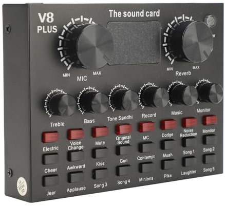 Mixer Audio Scheda Audio Dal Vivo, Scheda Audio Dal Vivo Portatile Microfono Integrato, Attrezzatura da Studio per Produzione Podcast per Streaming Live, Karaoke, Giochi