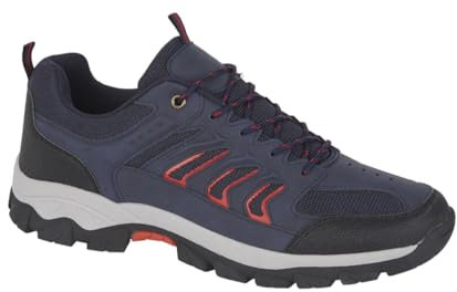 Men's Wide Fitting Breathable Lace Up Padded Collar Hiker Trainers (Navy, UK Footwear Size System, Adult, Men, Numeric, Wide, 13)