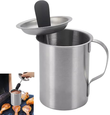 Barattolo per salsa da cucina – Barattolo per imbiancatura e spazzola per barbecue, gadget per barbecue, con pennello, strumenti per griglia, salse, essenziali per barbecue, design del coperchio della