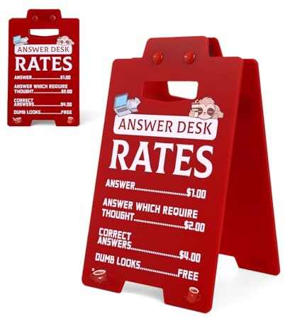 Segnaletica per Tariffe di Answer Desk, 15,8x9,7cm Regali per Scrivania Ufficio Divertenti Acrilico Decorazione Divertente per Ufficio Cose Fantastiche per Colleghi (Stile Bradipo)