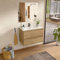 BELLOBATH - Mueble Baño Suspendido con Lavabo de Cerámica, Mueble Baño con Lavabo Montado con 2 Cajones, 60 x 55 x 46 cm, Mueble Roble