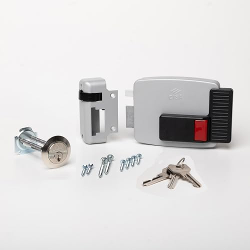 CISA - Cerradura eléctrica para aplicar 111610802N7 – Cerradura eléctrica CISA de acero pintado con botón interior – Cerradura puerta exterior eléctrica entrada 80 regulable – mano izquierda