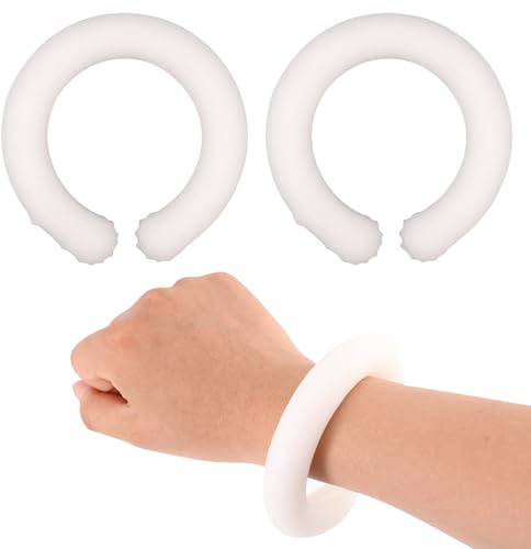 Lyreh 2stk Kühlmanschette Handgelenk, Wiederverwendbares Eisiges Kühlbandage Handgelenk 9,5cm Durchmesser für Wärmeableitung bei Heißem Wetter im Sommer im Innen und Außenbereich(Weiß)