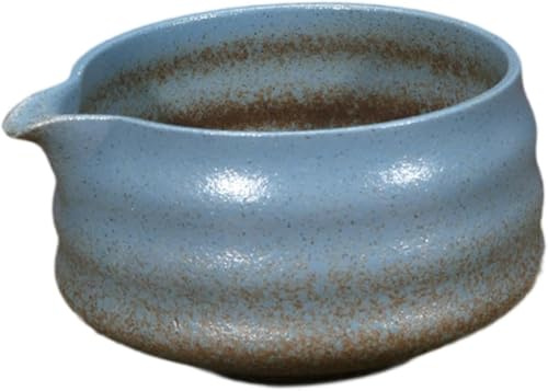 Gcljlmy -Matcha-skål, handgjord grön tekopp, handgjord, med pip matchaskål för den japanska familjen japansk matcha (blå)