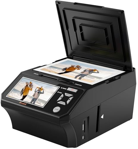 Scanner multi-photos, diapositives et négatifs, scanner photo à numériser avec grand écran LCD de 5 pouces, convertir 35 mm, 110 films/photo/carte de visite en 22 MP Digital JPEG, contient une carte
