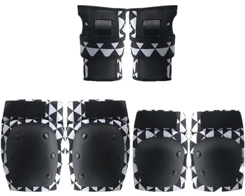 Trelagers kompositmaterial Sportskyddsutrustning, slitstarkt PP-skal + EVA-dämpande lager(Black and white triangular,XS[12kg-22kg])