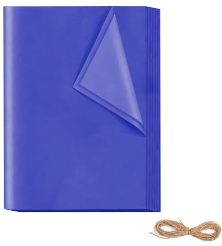 60 ark sidenpapper förpackningsmaterial, presentpapper blått sidenpapper 50 x 70 cm, vävnadspapper bulk, pysselpapper, packsiden för presentförpackningar fyllmedel, hantverk, födelsedag, halloween