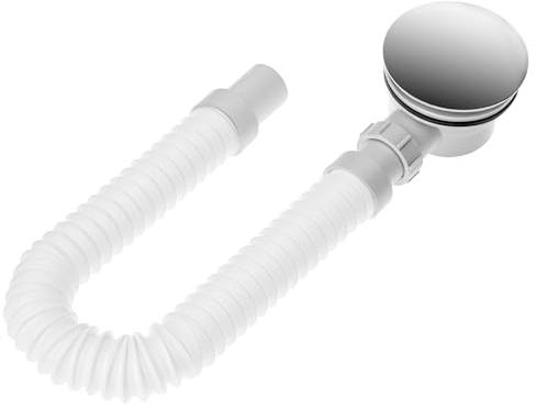 QWORK® Duschkar avloppssats 90 mm med kromskydd och integrerat luktstopp, hårsil
