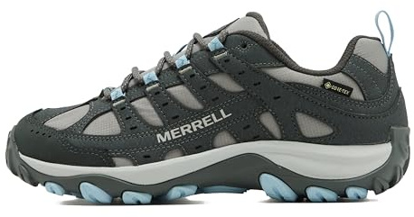 Merrell Women's Accentor 4 Sport Gore-TEX Walking Shoe, Waterproof, Suede and Mesh Upper, EVA Foam Midsole, Vegan-Friendly (Grey/Blue, UK Footwear Size System, Adult, Women, Numeric, Medium, 6)
