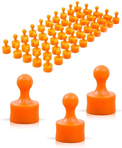 JOAM ® Neodym Magnete – extra hohe Funktion Dank einfacher + schneller Befestigung von Notizen an Magnettafel - Zubehör für Büro, Haushalt, Schule – vollfarbige Magnete ORANGE