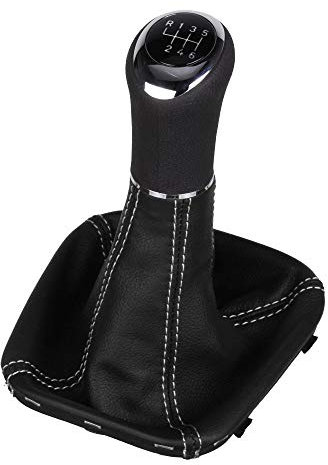 ICT Schaltknauf Schalthebel Schaltsack / Schaltmanschette, kompatibel mit Mercedes Benz C-Klasse W203 CL203 S203 schwere Ausführung Ersatzteil Made in Germany (Naht silber, Rückwärtsgang vorne links)