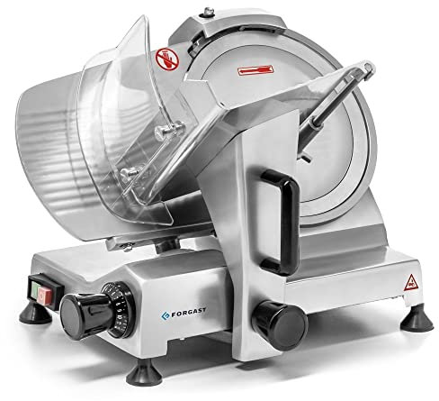 Forgast Affettatrice Elettrica Salumi Carne, Macchina Affettatrice Professionale, Lama in acciaio da 30cm, Corpo in alluminio anodizzato, Affilatore integrato, Spessore fette 0,2-12mm