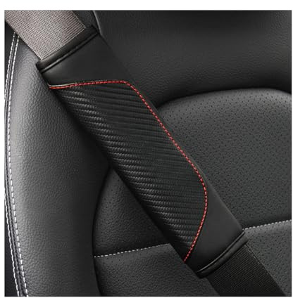 Osilly 2PCS Carbon Fiber Leather Seat Belt Shoulder Pads, Black
