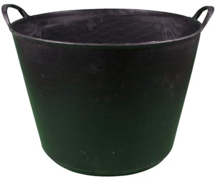 KEROPPA Capazo 42 Litros Espuerta de Goma con Asas Para Obras Recolección de Frutos Fabricado en España Uso Doméstico y Profesional Robusto Resistente Negro
