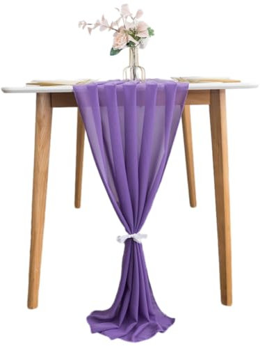 Camino De Mesa Romántico De Gasa Suave De 28 X 120 Pulgadas, Camino De Mesa De Acción De Gracias De Otoño, Tablero Extra Largo para Boda, Nupcial, Baby Shower (Lila)