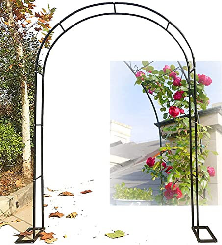 Enrejado de arco de jardín de metal para plantas trepadoras, impermeable y fácil de instalar, fuerte y multifuncional, arco de rosas para jardín, color negro, 3,5 m x 2,2 m