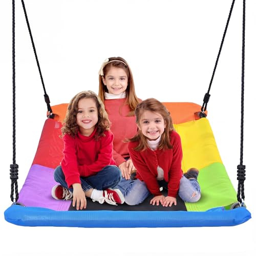 Trekassy Balancoire nido d'uccello, 152 cm 326 kg Altalena Esterna Bambino con 2 Pezzi Cinghie da 3 Metri Altalena Rotonda Sospesa Impermeabile per Più Bambini Adulti