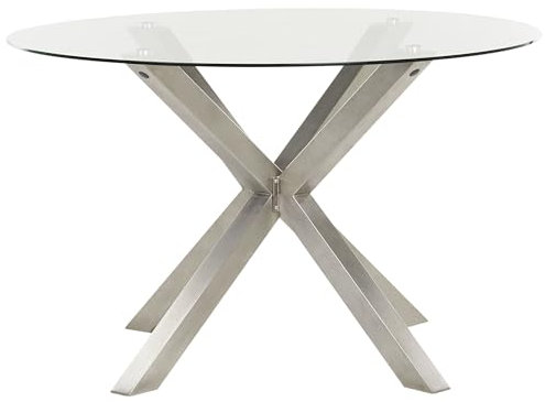 Gartentisch Glas transparent Edelstahl silber rund ⌀120cm X-Beine modern Maletto