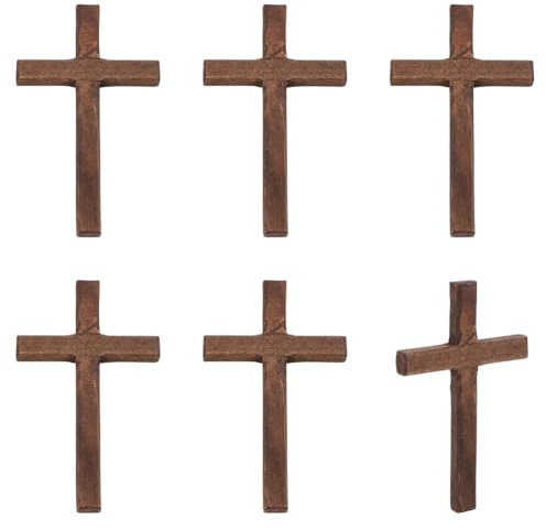 PH PandaHall 6 cruces de madera para pared, cruz de mano, café, pequeña cruz de oración, decoración del hogar para Pascua, meditación, bodas, fiestas, Navidad, regalo, 6,9 x 12 cm