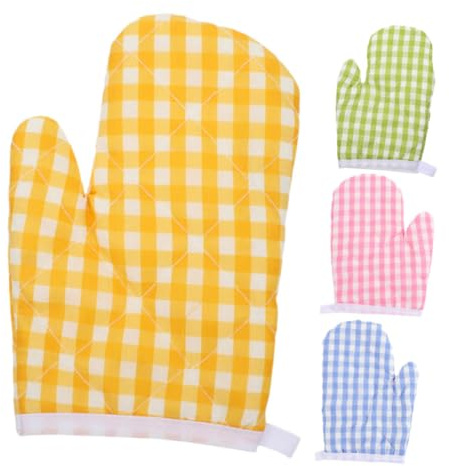 EXHUMKY 4piezas Guantes De Horno Resistentes Al Calor para Niño Niña Manoplas De Cocina para Hornear y Cocinar Protección para Manos Microondas y Parrillas Otoño