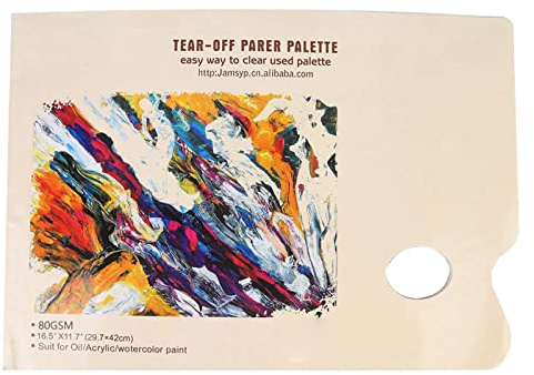 Riuulity 100 Láminas de Papel de la Paleta, Paleta de Mezcla de Color para Acuarela, Gouache, Pintura Al óleo con Orificio del Pulgar
