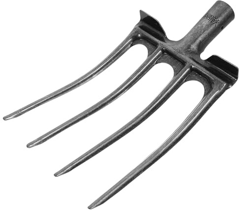 Veemoon Fourche à Quatre Dents Acier Solide pour Jardinage Fourche à Compost et Désherbage Résistante pour Labour et Entretien du Sol Outil Agricole