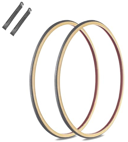 Lot de 2 pneus améliorés 700 x 23C pour vélo de route | Accessoires de rechange pour vélo avec protection anti-crevaison | Pneus avec paire de leviers pour vélo électrique hybride de montagne, course