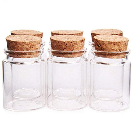 Danmu Art Set von 6 Stück Glas mit Korkverschluss Mini Flaschen Glas Aufbewahrung Einmachgläser (30ml)